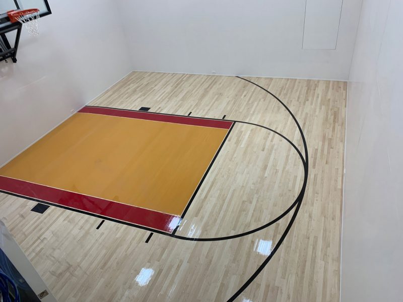 Residential basketball court flooring installation