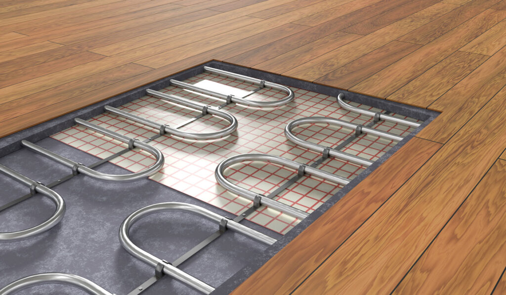 cross section of radiant floor heating
