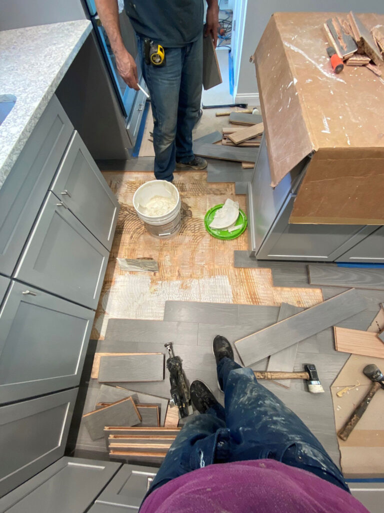 kitchen flooring repair before photo