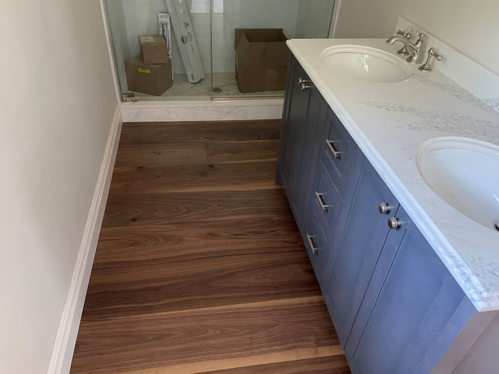walnut hardwood flooring installation in Southampton