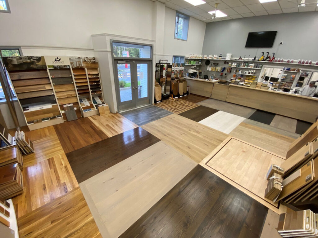 E_M Custom Flooring Installations showroom in Middle Island, New York
