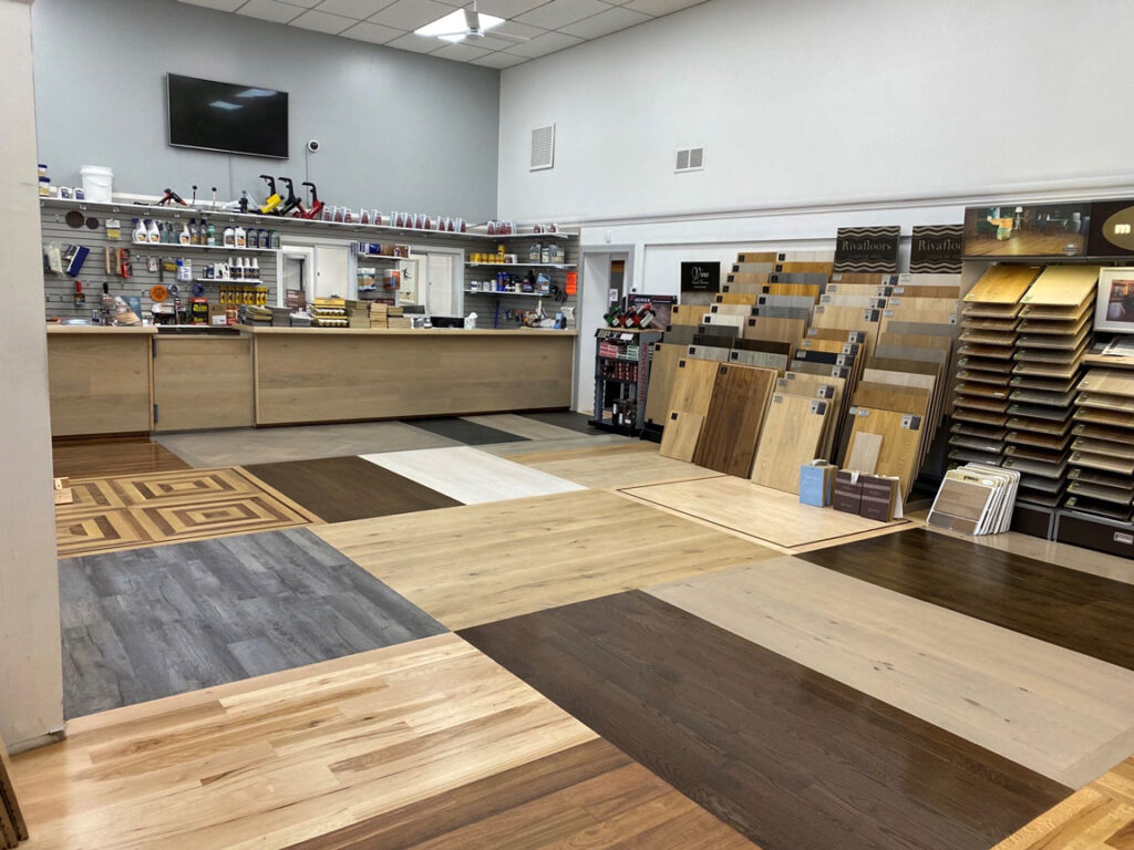 E_M Custom Flooring Installations showroom in Middle Island, New York