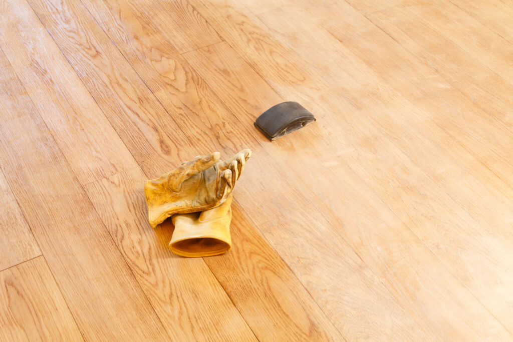 hardwood flooring being polished