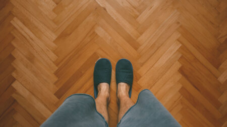standing on hardwood flooring