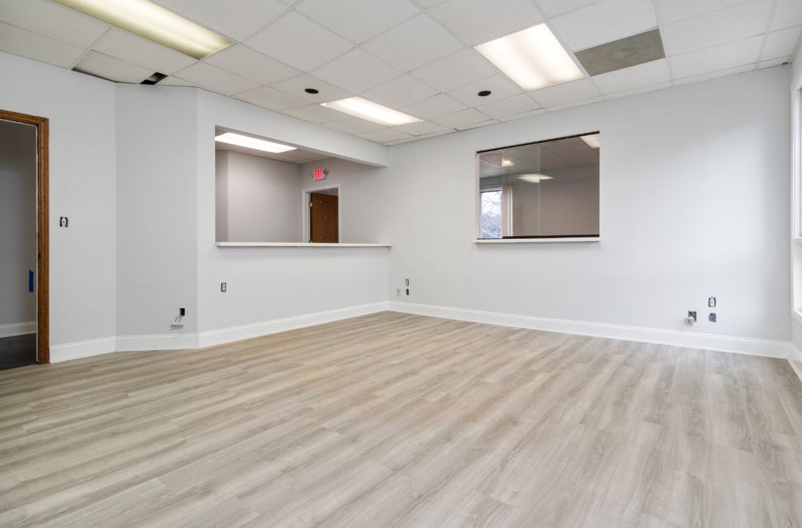 a room with laminate flooring