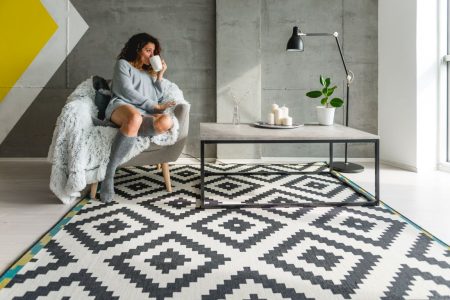 Patterned tile rug